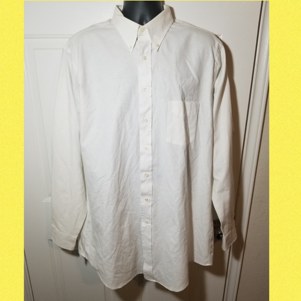 Vintage Men's Arrow Dover White Oxford Long Sleeve Shirt Size 17.5 37/38 Dress